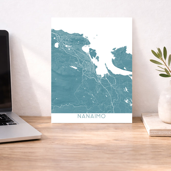 Nanaimo City Wall Art Print: Topographic Street Map of Nanaimo Vancouver Island Poster