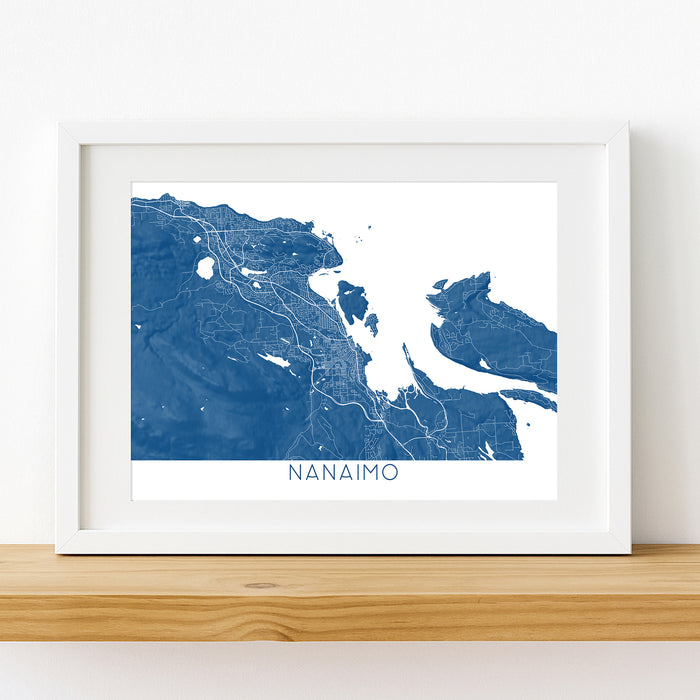 Nanaimo City Wall Art Print: Topographic Street Map of Nanaimo Vancouver Island Poster
