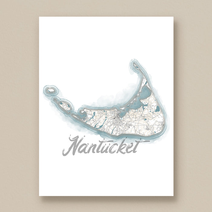Map of Nantucket on a white background