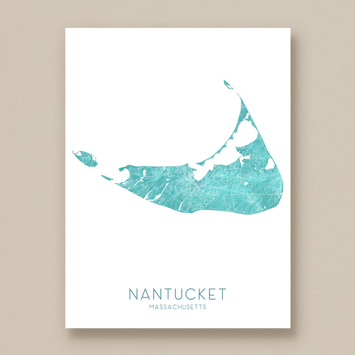 Map of Nantucket, Massachusetts on a white background