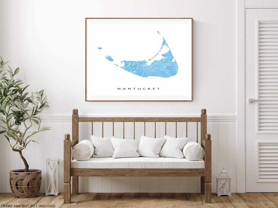 Nantucket island map print with a topographic landscape design by Maps As Art.