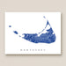 Map of Nantucket in blue on a white background