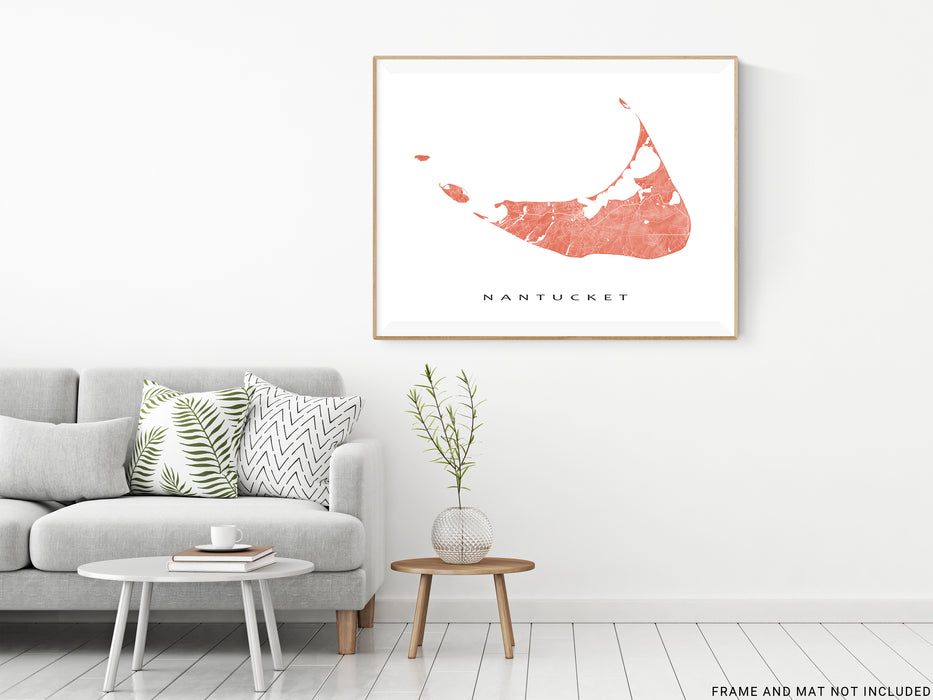 Nantucket island map print with a topographic landscape design by Maps As Art.