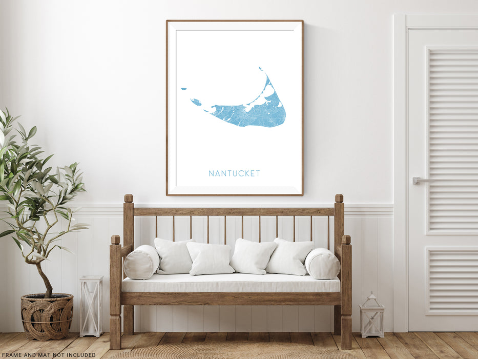 Nantucket map print in Turquoise by Maps As Art.
