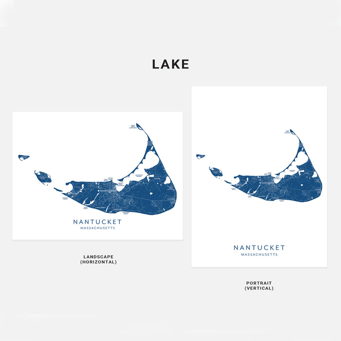 Nantucket Map Print: Labeled New England Island Wall Art Poster