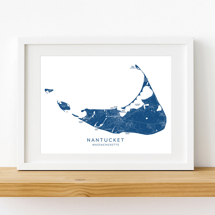 Nantucket Map Print: Labeled New England Island Wall Art Poster