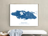 Nassau, New Providence island, The Bahamas map print in Turquoise by Maps As Art.