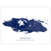 Map of Nassau, New Providence, The Bahamas in blue on a white background