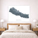Map of Nepal on a wall above a bed in a bedroom setting