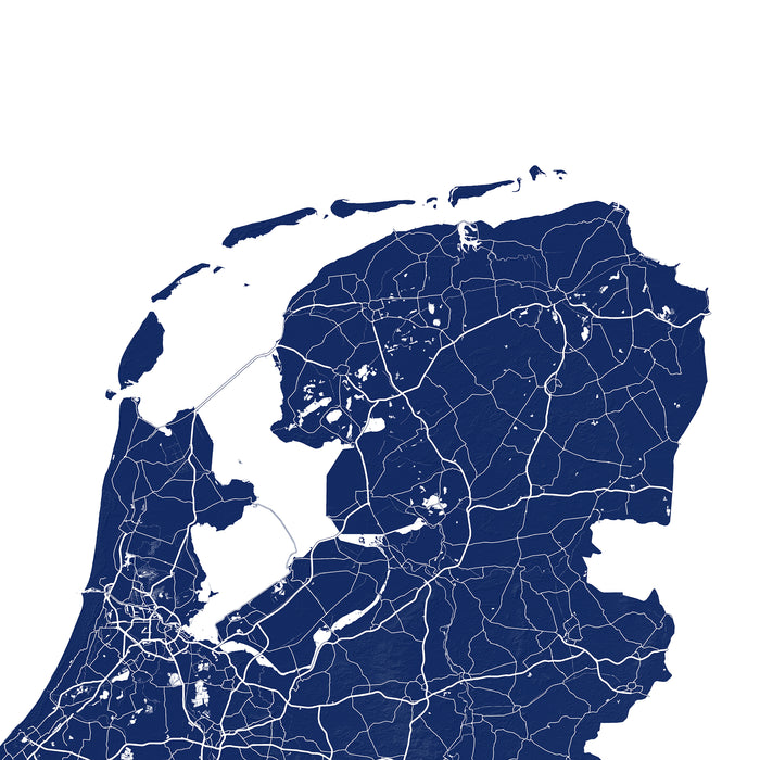 Map of the Netherlands in blue on a white background