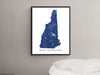 New Hampshire state map print in Vintage by Maps As Art.