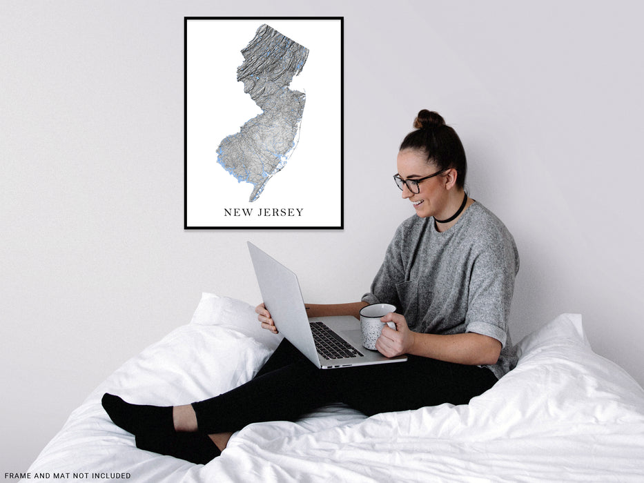 New Jersey state map print by Maps As Art.