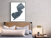 New Jersey state map print with natural landscape and main roads designed by Maps As Art.