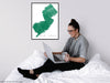 New Jersey state map print with natural landscape and main roads designed by Maps As Art.