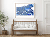 New Orleans, Louisiana map art print in blue shapes designed by Maps As Art.