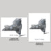 Two maps of New York, one landscape and one portrait, on a gray background.