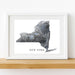 Framed map of New York on a white wall