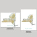 Two maps of New York State, one in landscape horizontal orientation and the other in portrait vertical orientation, on a gray background.