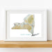 Framed map of New York on a white wall