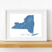 Framed map of New York on a white wall
