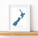 Framed map of New Zealand on a white wall