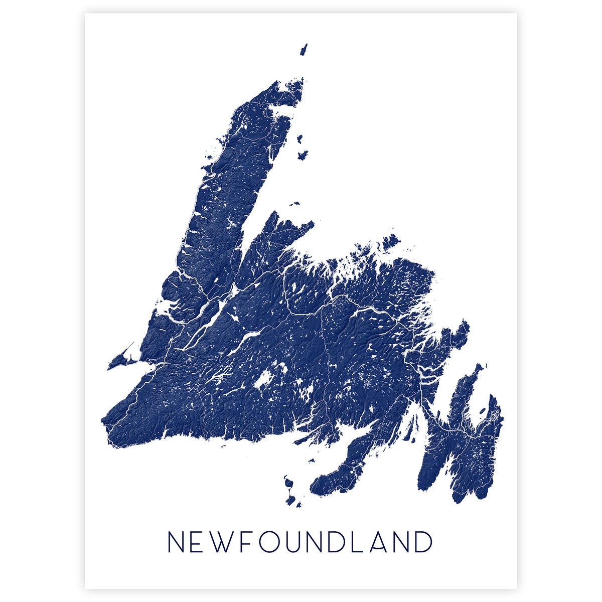 Newfoundland Topographic Map Print: Canada Province Wall Art Poster, S ...
