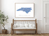 North Carolina state map art print in blue shapes designed by Maps As Art.