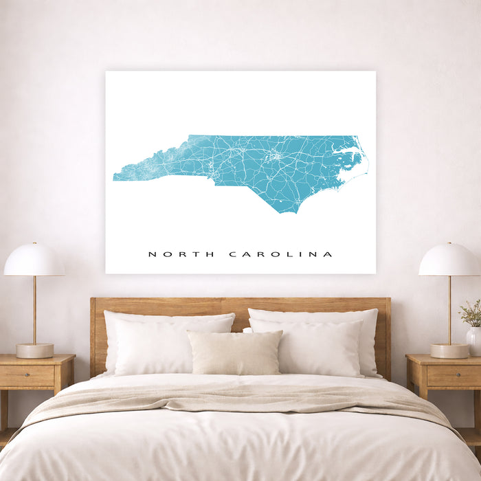 North Carolina State Map Print: Topographic NC Poster Road Maps