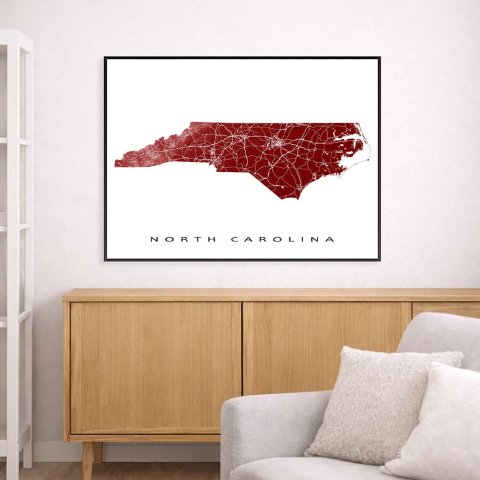 North Carolina State Map Print: Topographic NC Poster Road Maps