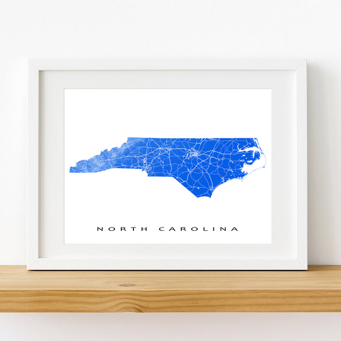 North Carolina State Map Print: Topographic NC Poster Road Maps
