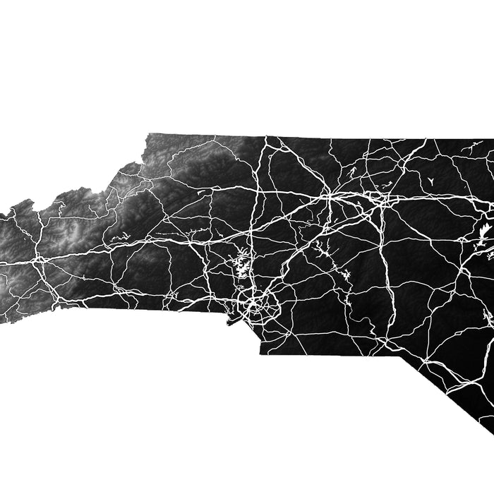 North Carolina State Map Print: Topographic NC Poster Road Maps