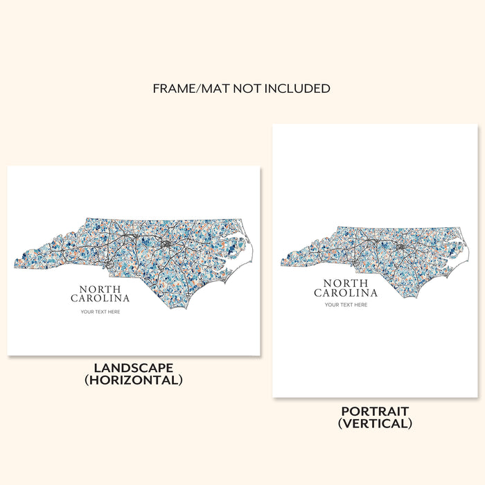 North Carolina Map Wall Art Print: Colorful Geometric State Art  (Personalized Subtitle)