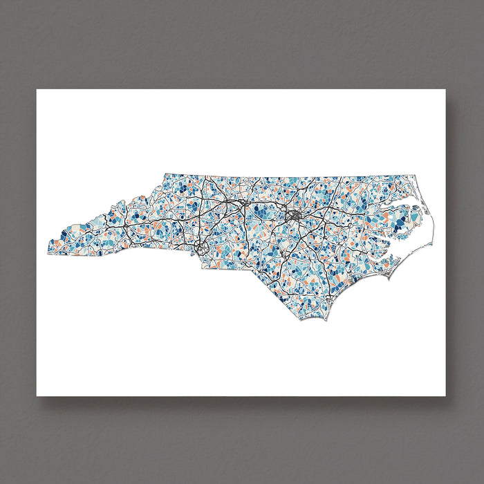 North Carolina Map Wall Art Print: Colorful Geometric State Art  (Personalized Subtitle)