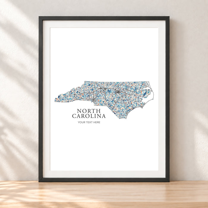 North Carolina Map Wall Art Print: Colorful Geometric State Art  (Personalized Subtitle)