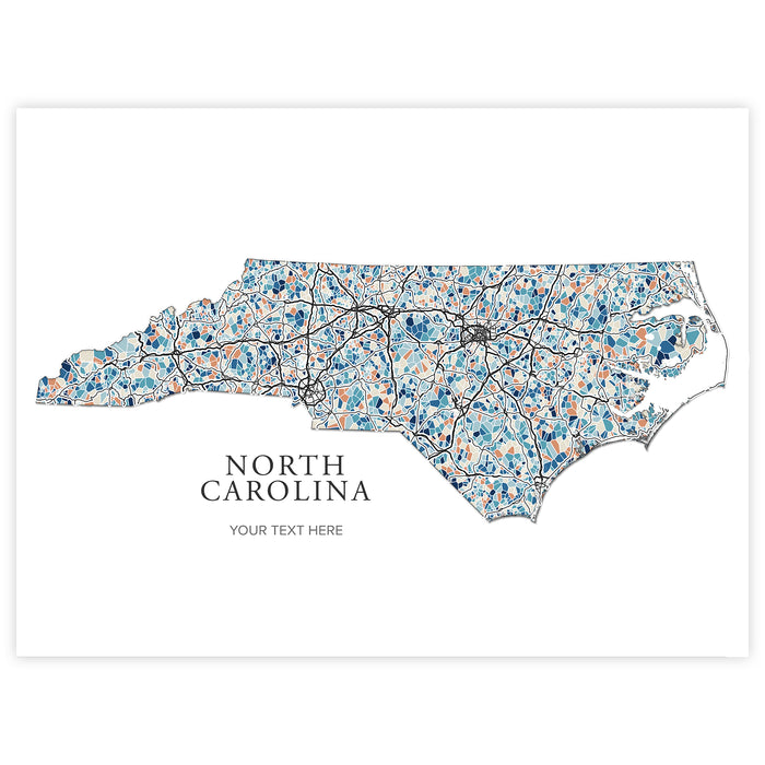 North Carolina Map Wall Art Print: Colorful Geometric State Art  (Personalized Subtitle)