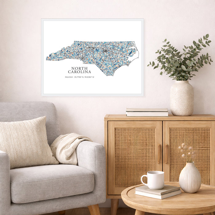 North Carolina Map Wall Art Print: Colorful Geometric State Art  (Personalized Subtitle)