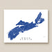 Map of Nova Scotia in blue on a white background