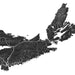 Map of Nova Scotia including Cape Breton in black on a white background