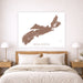 Map of Nova Scotia on a wall above a bed in a bedroom setting
