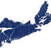 Topographic map of the island of Newfoundland in Canada