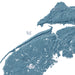 A stylized blue-gray relief map of Nova Scotia, with labeled places including Amherst, Bay of Fundy, Kejimkunk, Lake Rossignol, and Halifax on a white background.