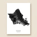 Map of Oahu, Hawaii on a white background