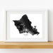 Framed map print of Oahu, Hawaii on a white background