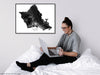 Oahu Hawaii map art print with a black and white topographic landscape design by Maps As Art.