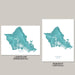 Two maps of Oahu, Hawaii, one in landscape and one in portrait orientation, on a gray background.