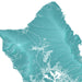 Topographic map of a coastal region with blue color scheme