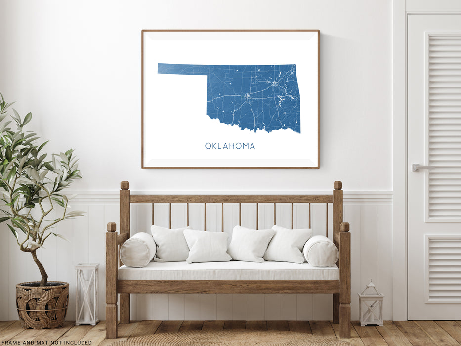 Oklahoma state map print in Vintage by Maps As Art.