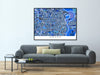 Omaha, Nebraska map art print in blue shapes designed by Maps As Art.