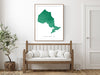 Ontario, Canada map print with natural landscape and main roads designed by Maps As Art.