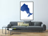 Ontario, Canada map print with natural landscape and main roads designed by Maps As Art.